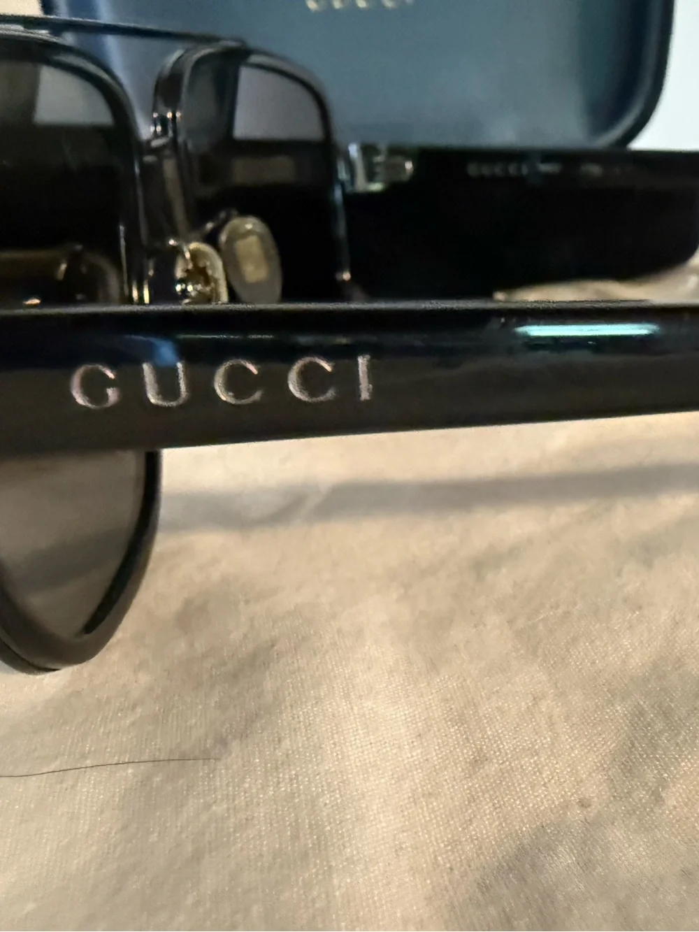 Gucci Men’s Black Rectangular Sunglasses with Signature Web Accent